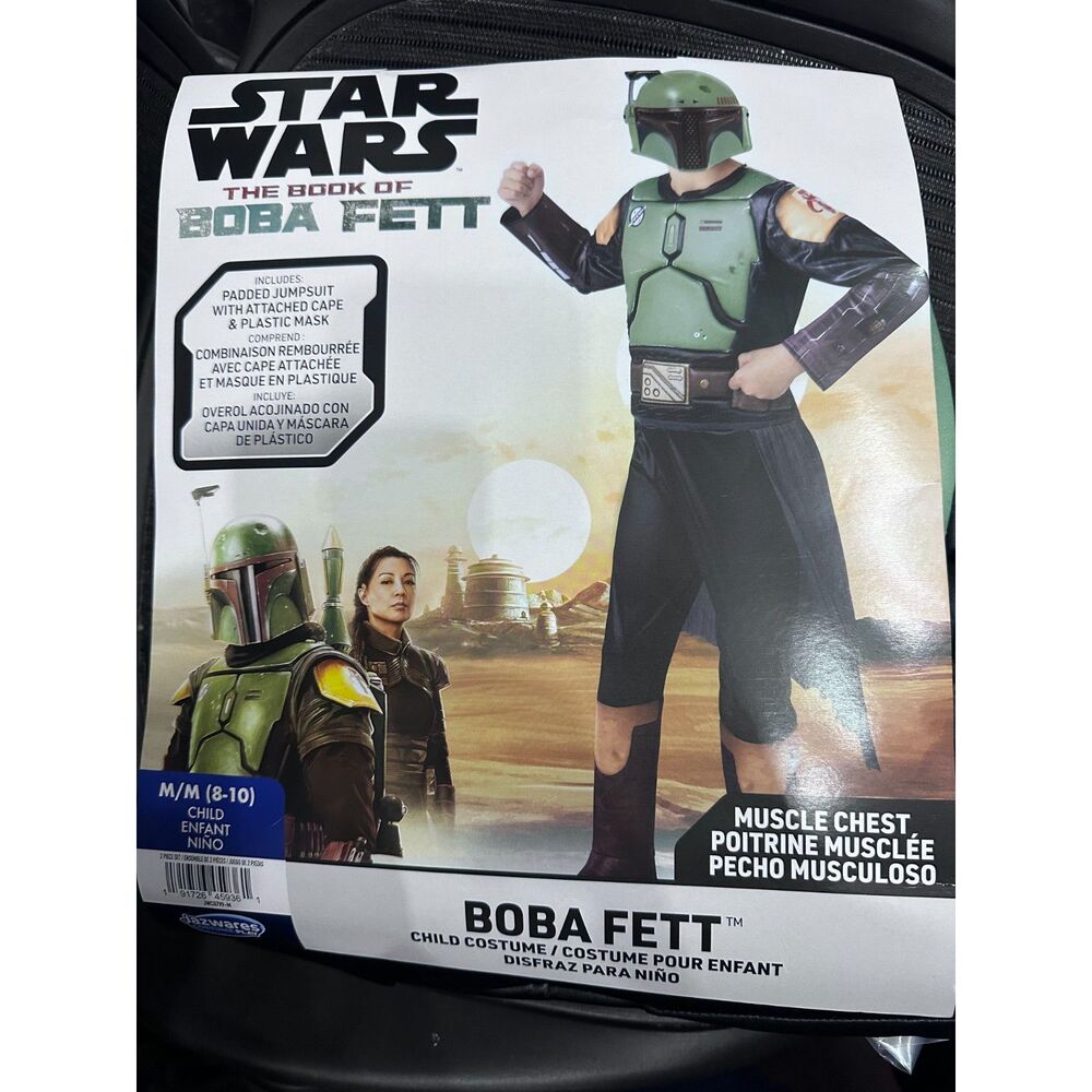 Star Wars Child Medium Boba Fett Halloween Costume Jumpsuit, cape and Mask NEW